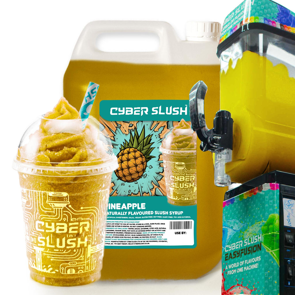 CyberSlush Pineapple Slush Syrup 5L - Glycerol-Free, Naturally Flavoured, Vegan, Gluten-Free, Alcohol-Free - for Home Slush Machines Ideal for Ninja® Slushi Machines